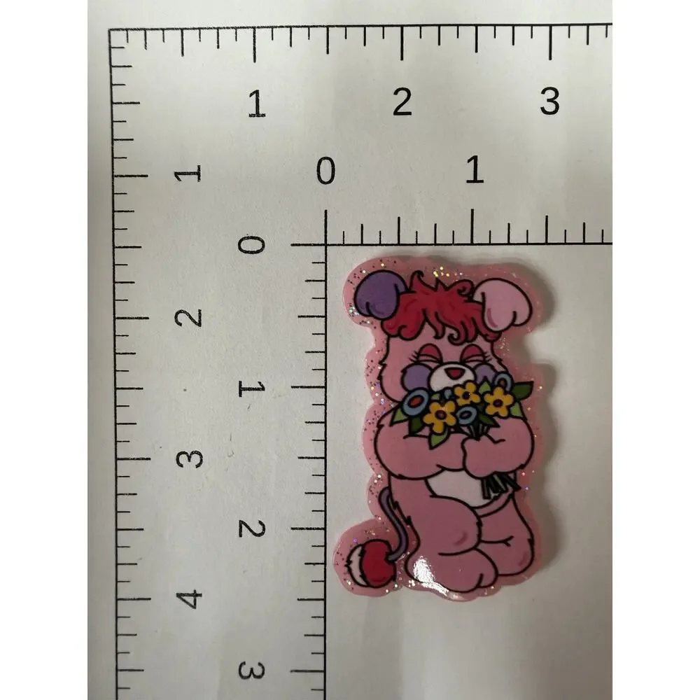 3 Pc Care Bear With Flowers Acrylic Flatbacks